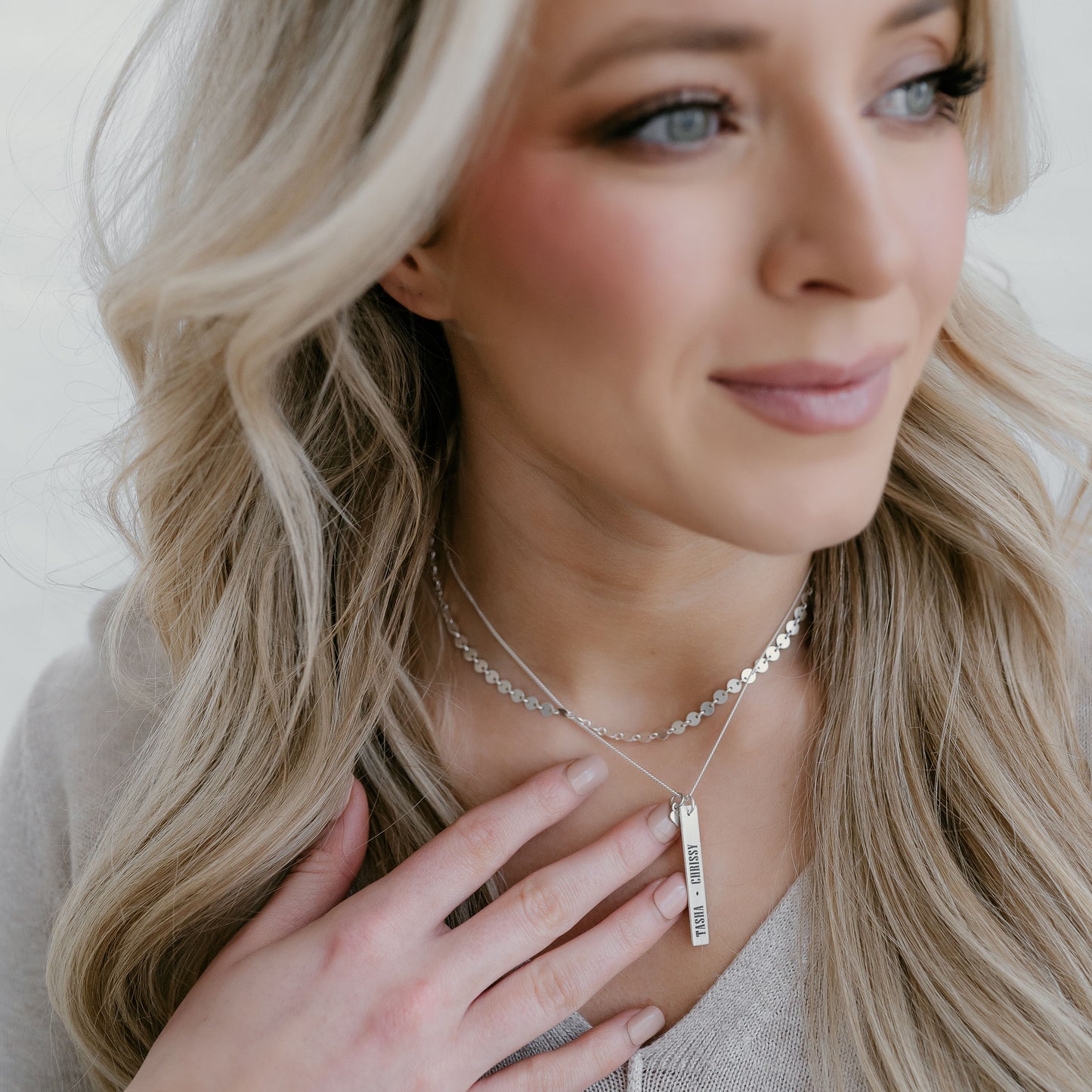 Sterling Silver Vertical Bar Necklace - Love It Personalized