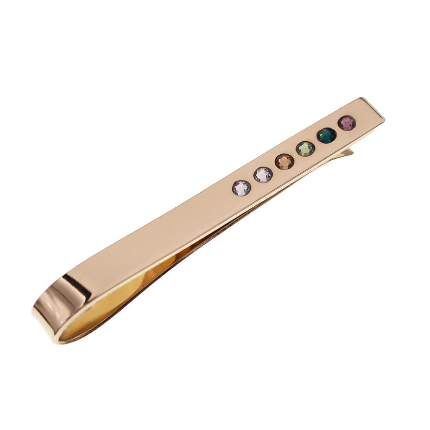 Birthstone Tie Clip, Tie Bar with Crystals - Love It Personalized