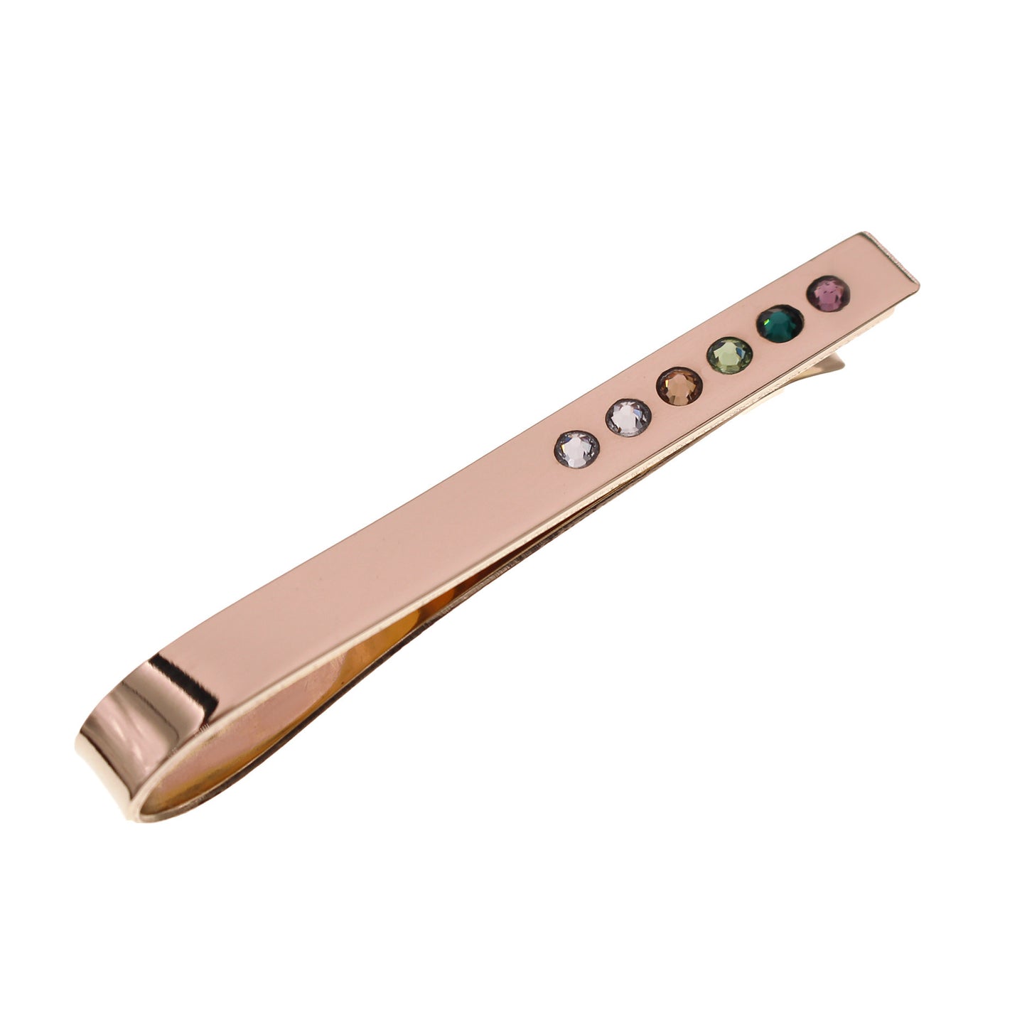 Birthstone Tie Clip, Tie Bar with Crystals - Love It Personalized