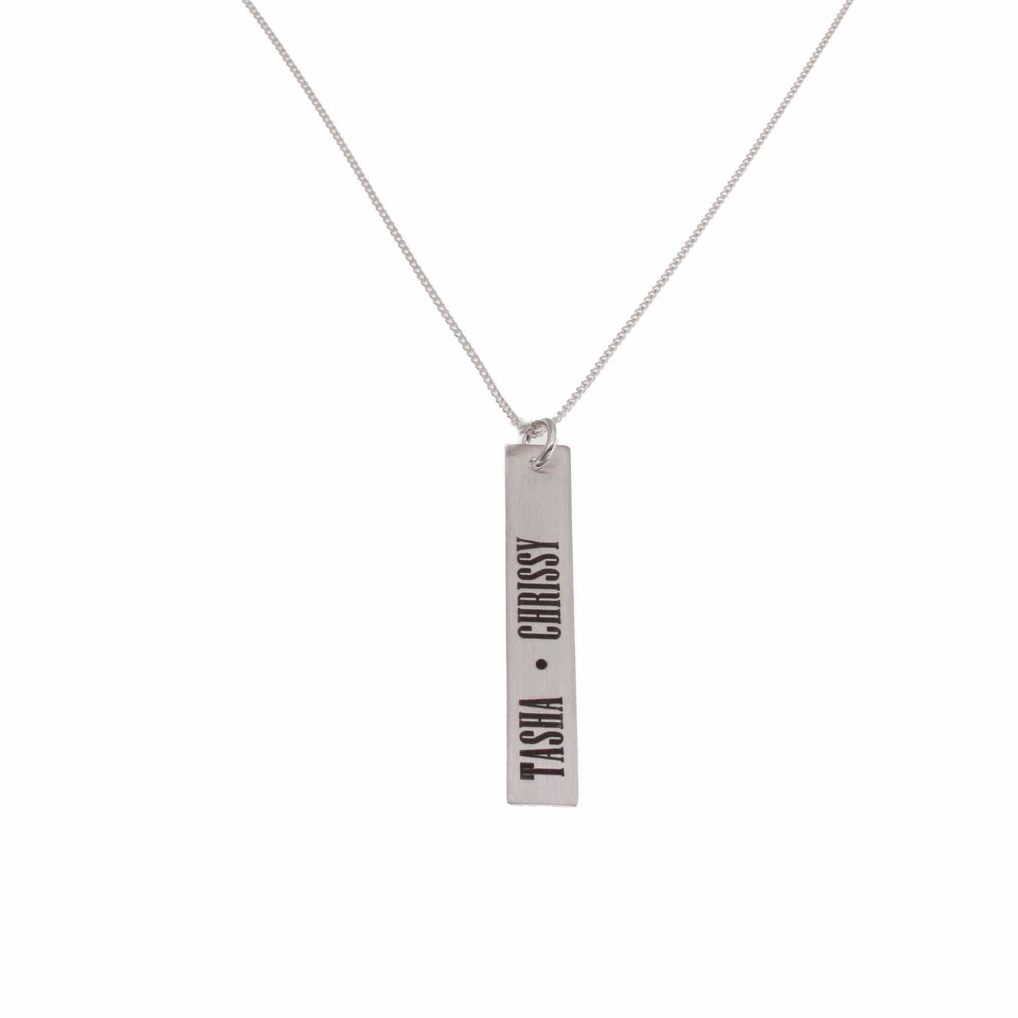 Sterling Silver Vertical Bar Necklace - Love It Personalized