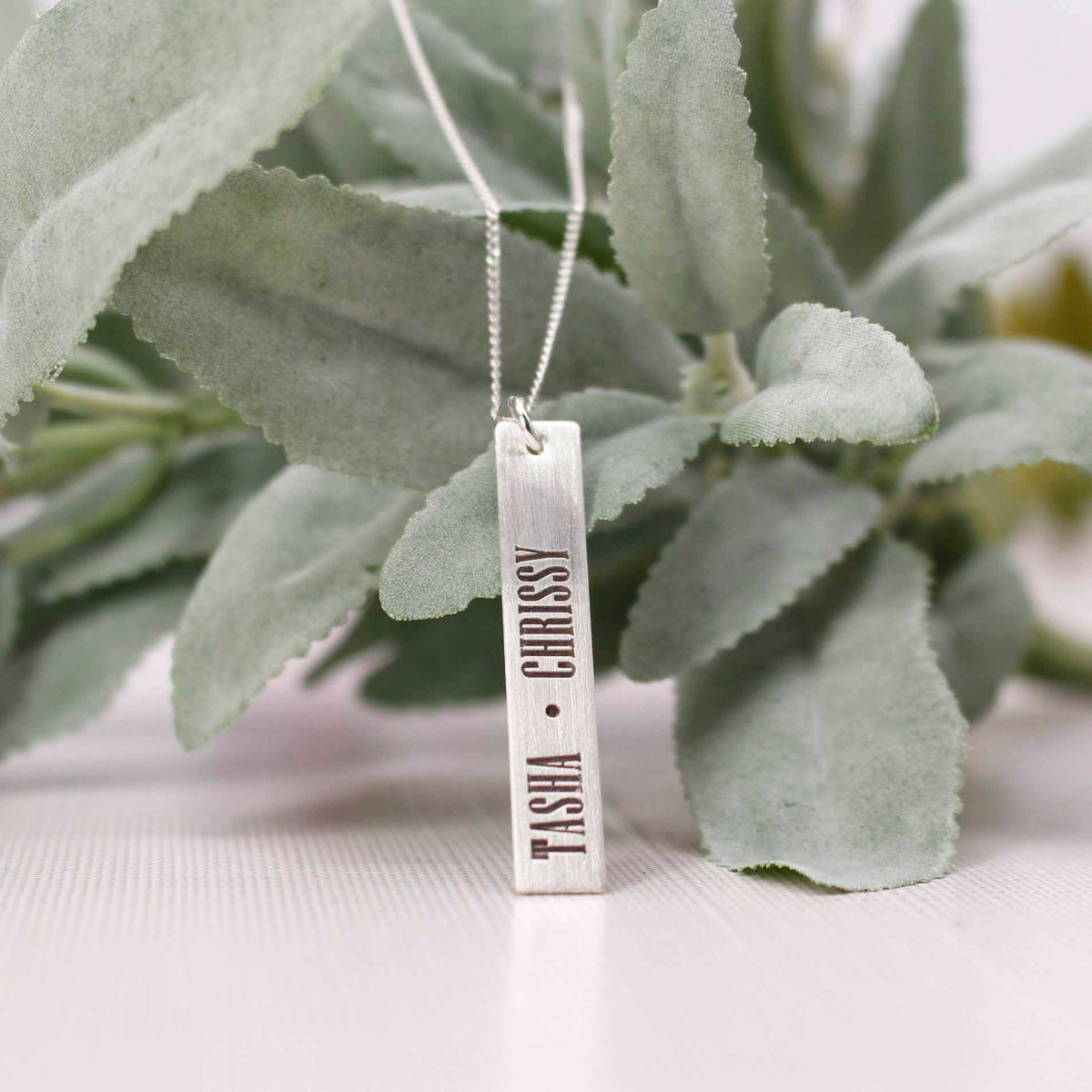 Sterling Silver Vertical Bar Necklace - Love It Personalized