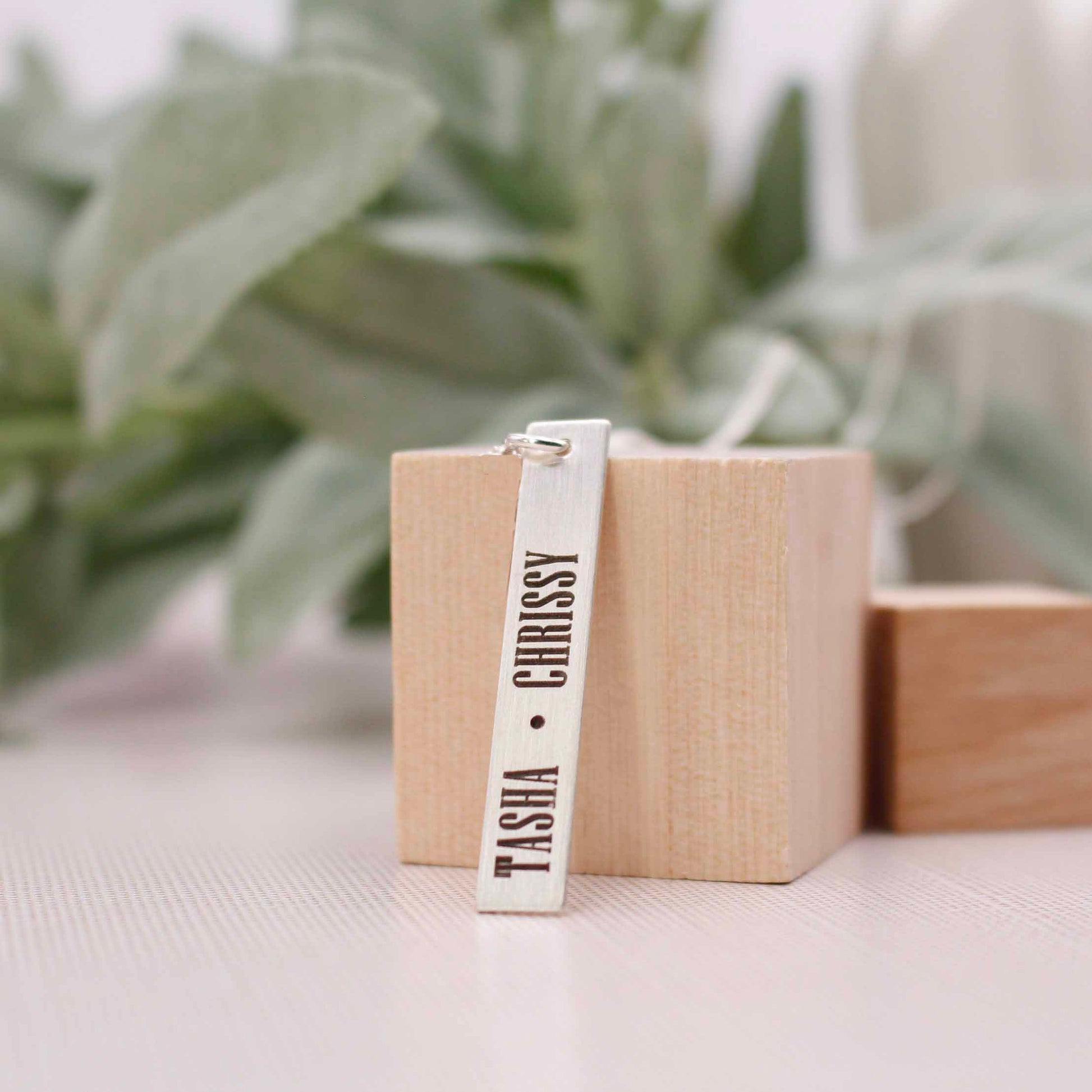 Sterling Silver Vertical Bar Necklace - Love It Personalized