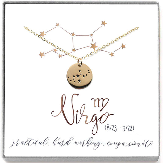 Virgo Zodiac Sign 14K Gold Filled Constellation Necklace - Love It Personalized