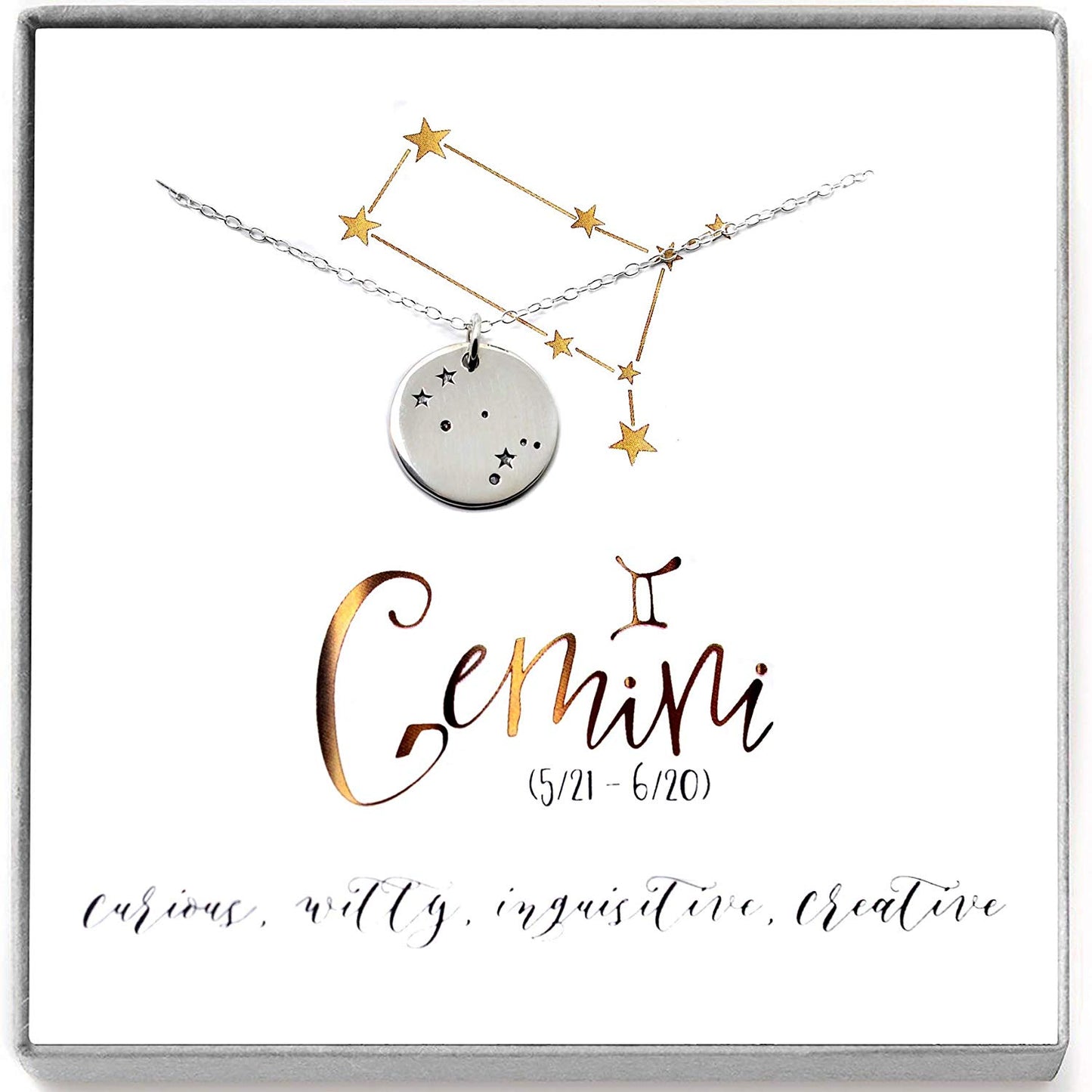 Gemini Zodiac Sign Sterling Silver Constellation Necklace - Love It Personalized