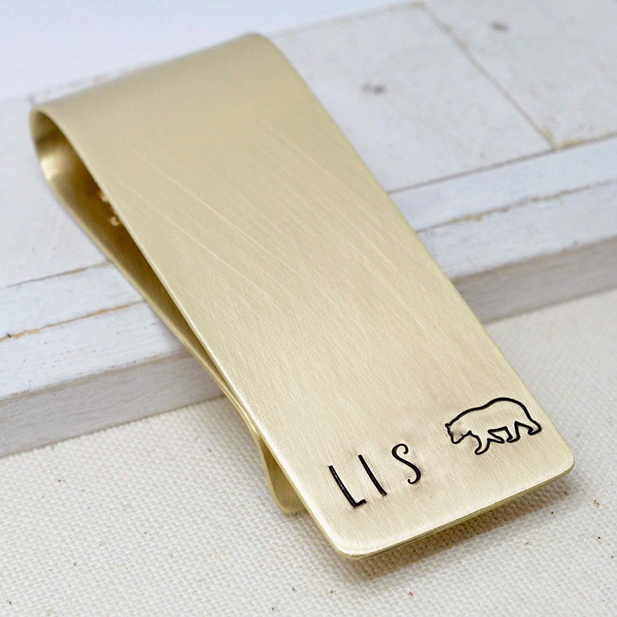 Papa Bear Custom Brass Money Clip Wallet - Engraved with Message from Kids - Bear Claw Gift for Dad - Love It Personalized