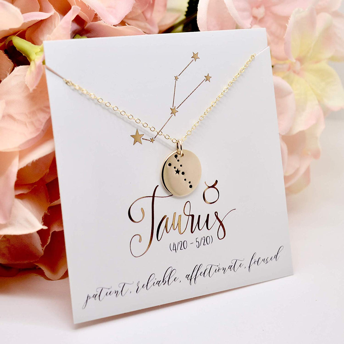 Taurus Zodiac Sign 14K Gold Filled Constellation Necklace - Love It Personalized