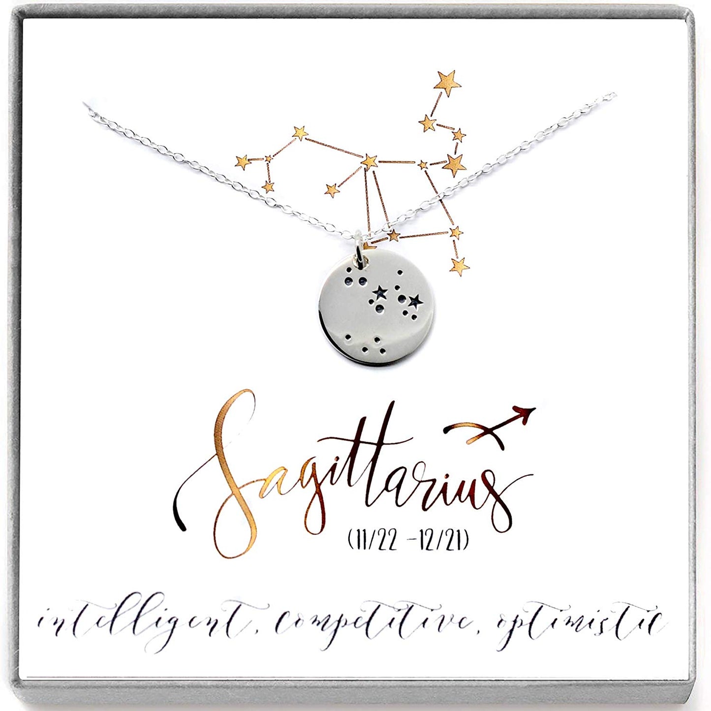 Sagittarius Zodiac Sign Sterling Silver Constellation Necklace - Love It Personalized