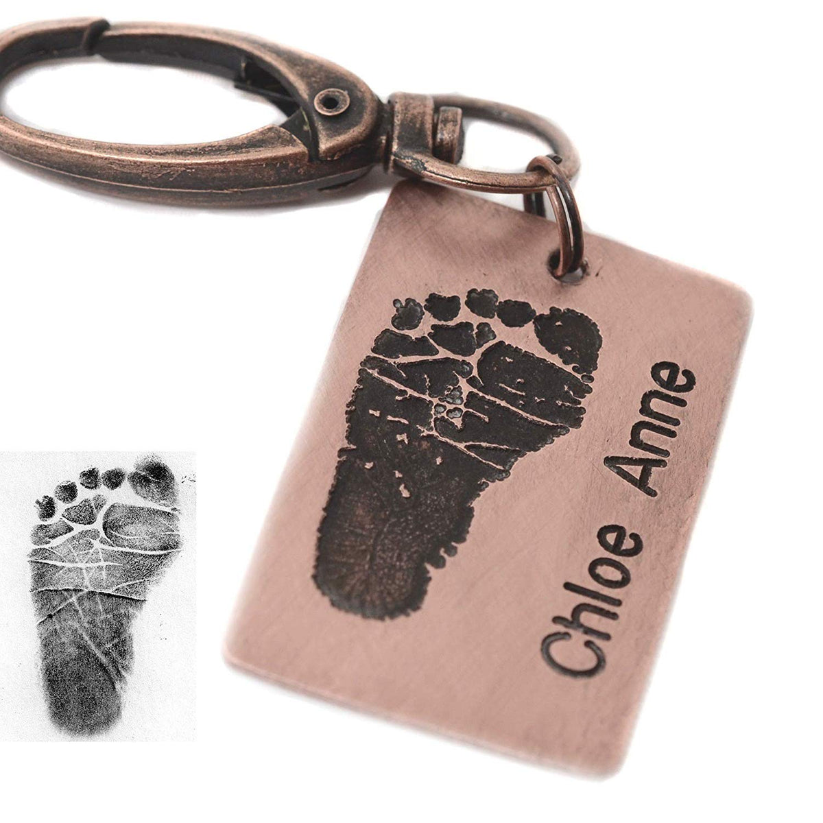 Your Child&#39;s ACTUAL Footprint - New Baby Personalized Footprint Key Chain - First Father&#39;s Day Mother&#39;s Day Gift - Love It Personalized