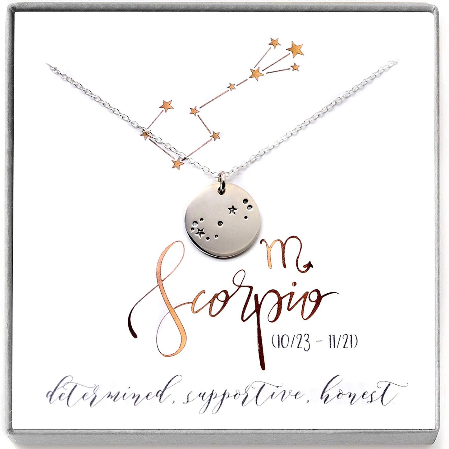 Scorpio Zodiac Sign Sterling Silver Constellation Necklace - Love It Personalized