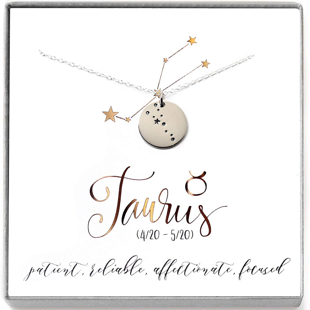 Taurus Zodiac Sign Sterling Silver Constellation Necklace - Love It Personalized