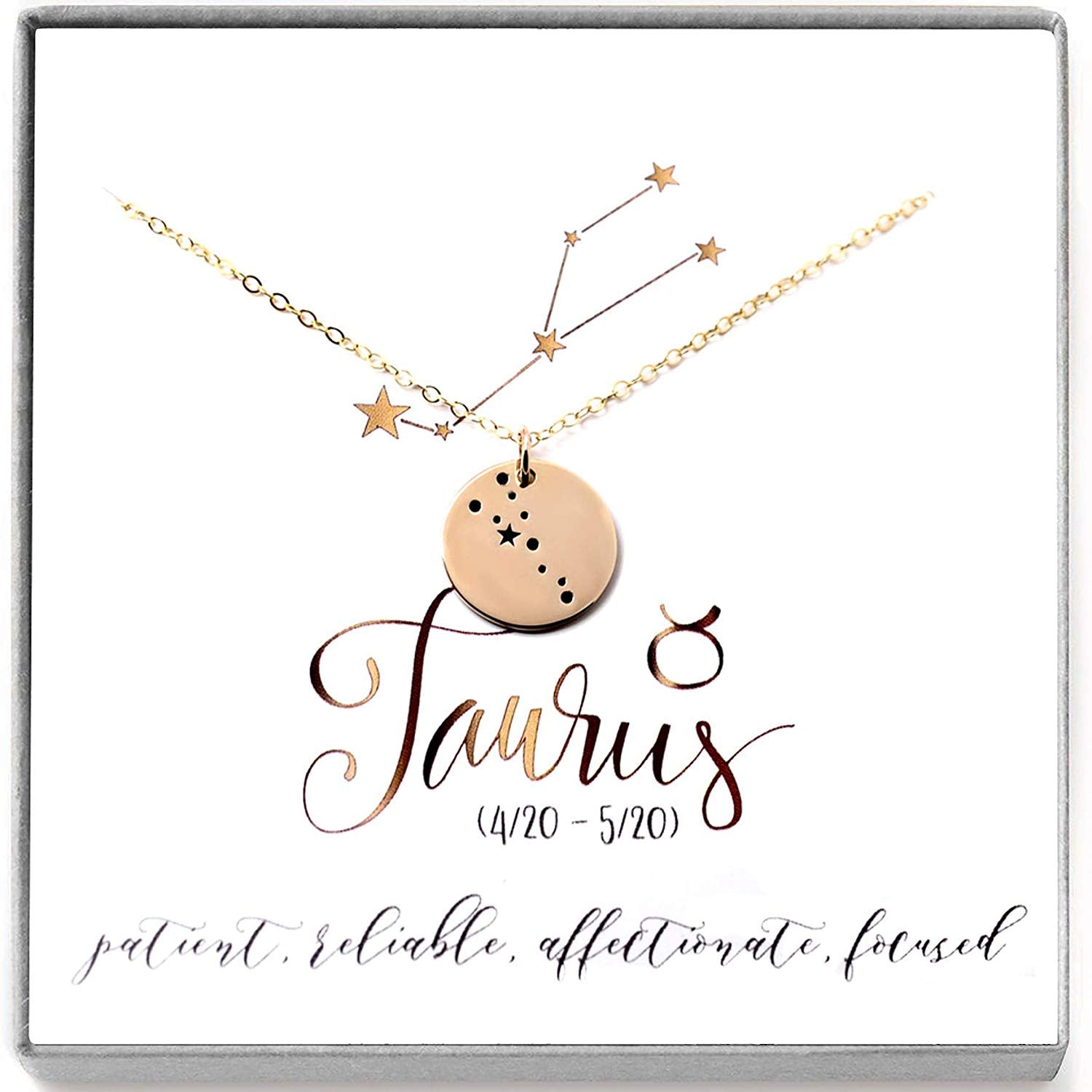 Taurus Zodiac Sign 14K Gold Filled Constellation Necklace – Love