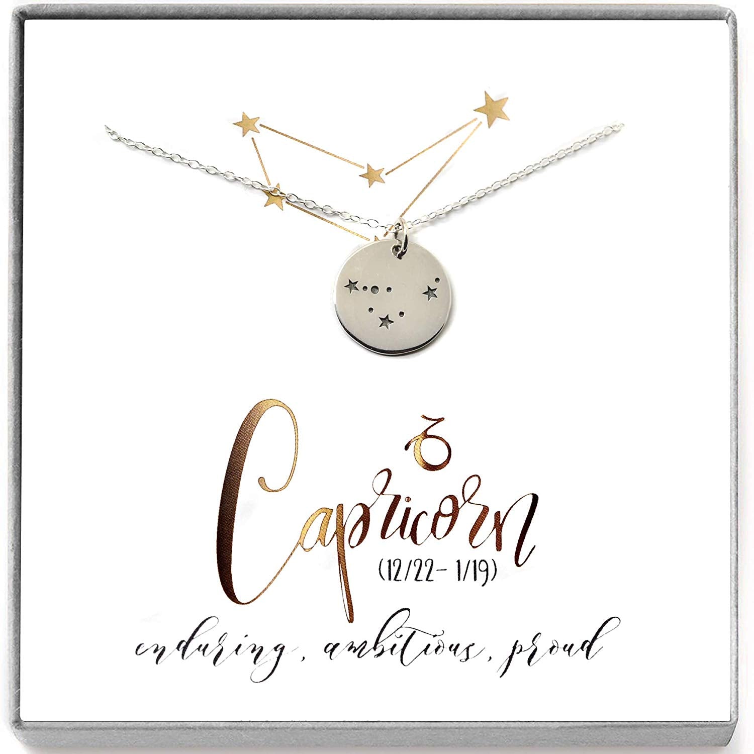 Capricorn Zodiac Sign Sterling Silver Constellation Necklace