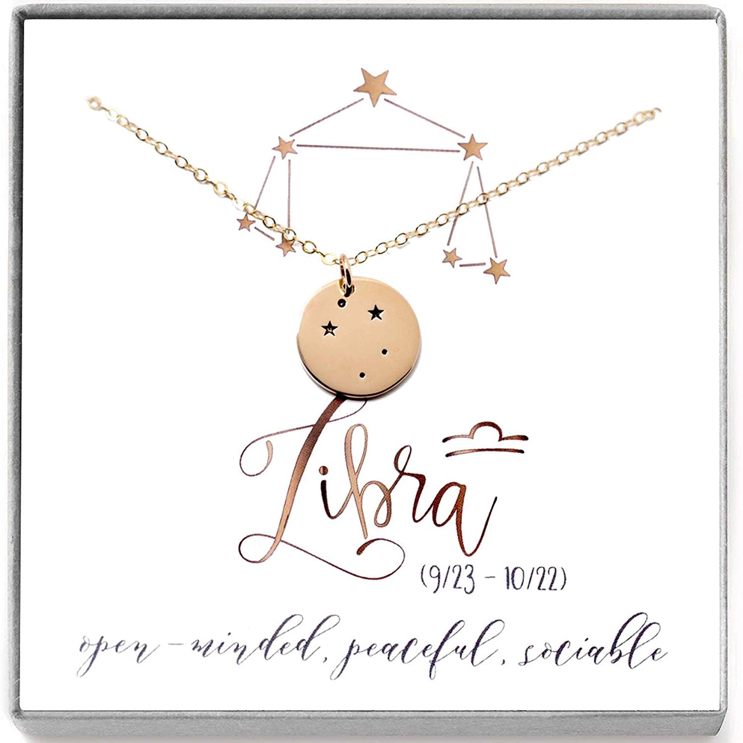 Libra Zodiac Sign 14K Gold Filled Constellation Necklace - Love It Personalized