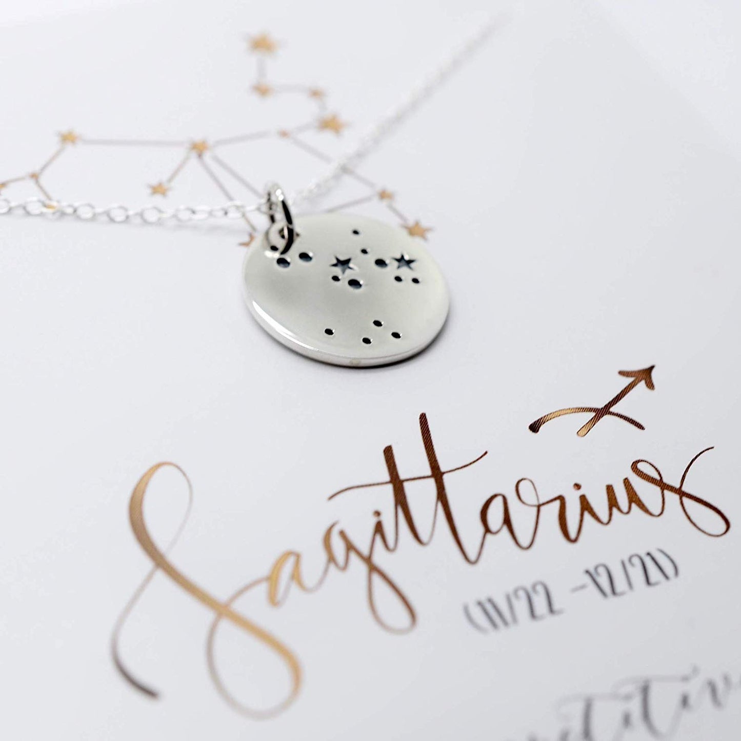 Sagittarius Zodiac Sign Sterling Silver Constellation Necklace - Love It Personalized