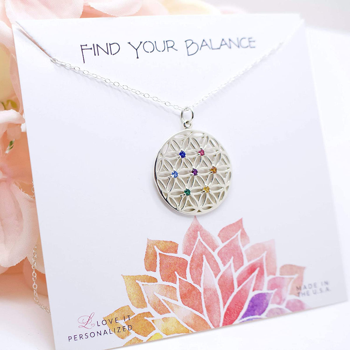 Chakra Crystals Flower of Life Necklace - Love It Personalized