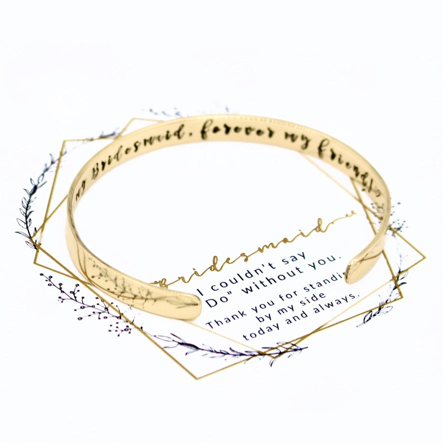 Bridesmaid Cuff Bracelet - Brass 1/4" - Love It Personalized