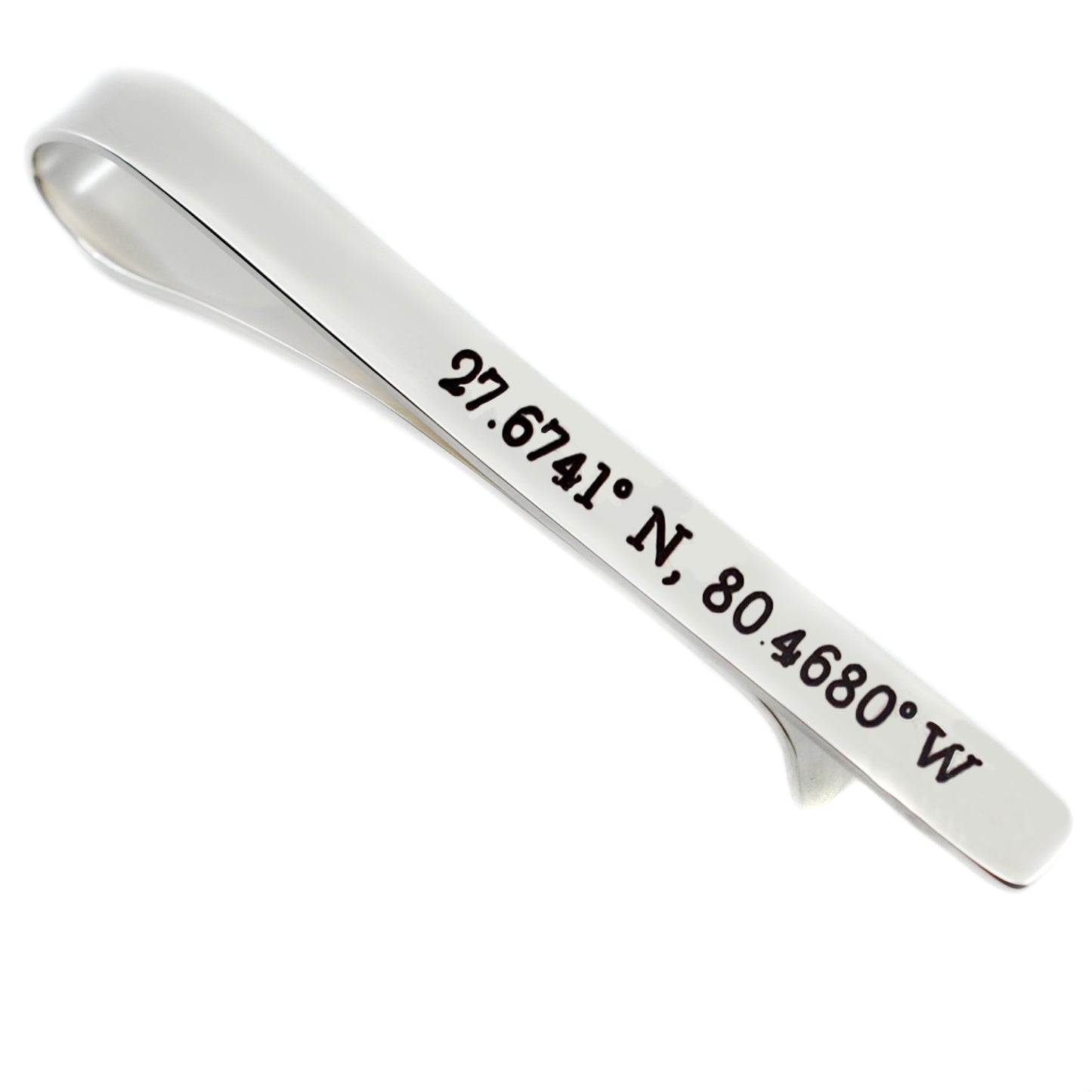 GPS Coordinates Tie Bar .925 Silver - Love It Personalized