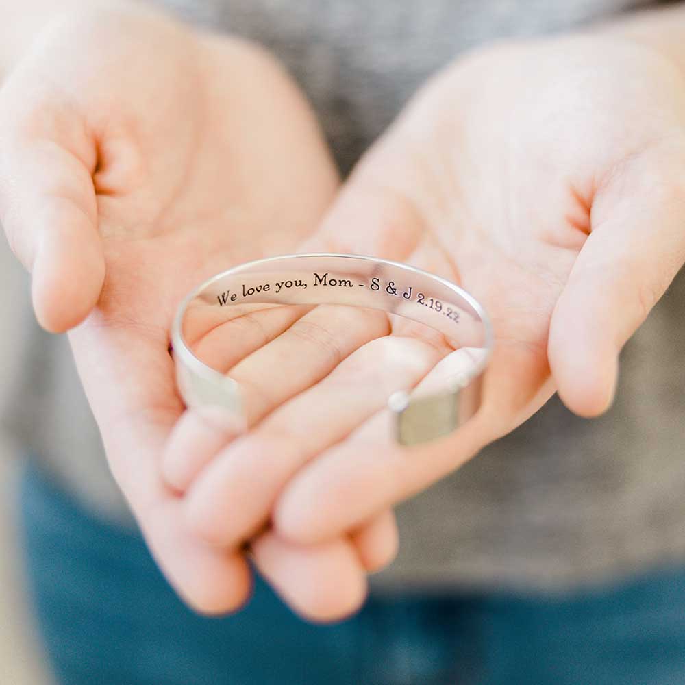 Sterling Silver Engraved Cuff Bracelet - Love It Personalized
