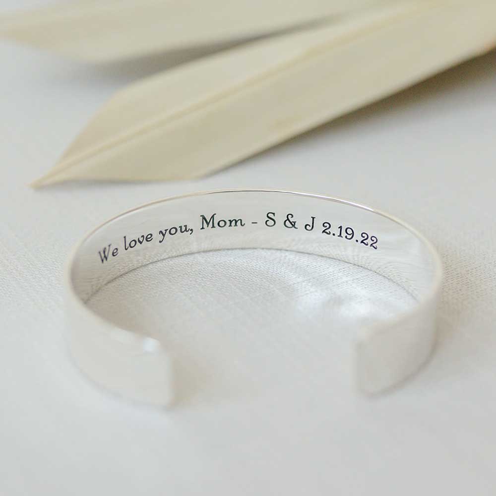 Sterling Silver Engraved Cuff Bracelet - Love It Personalized
