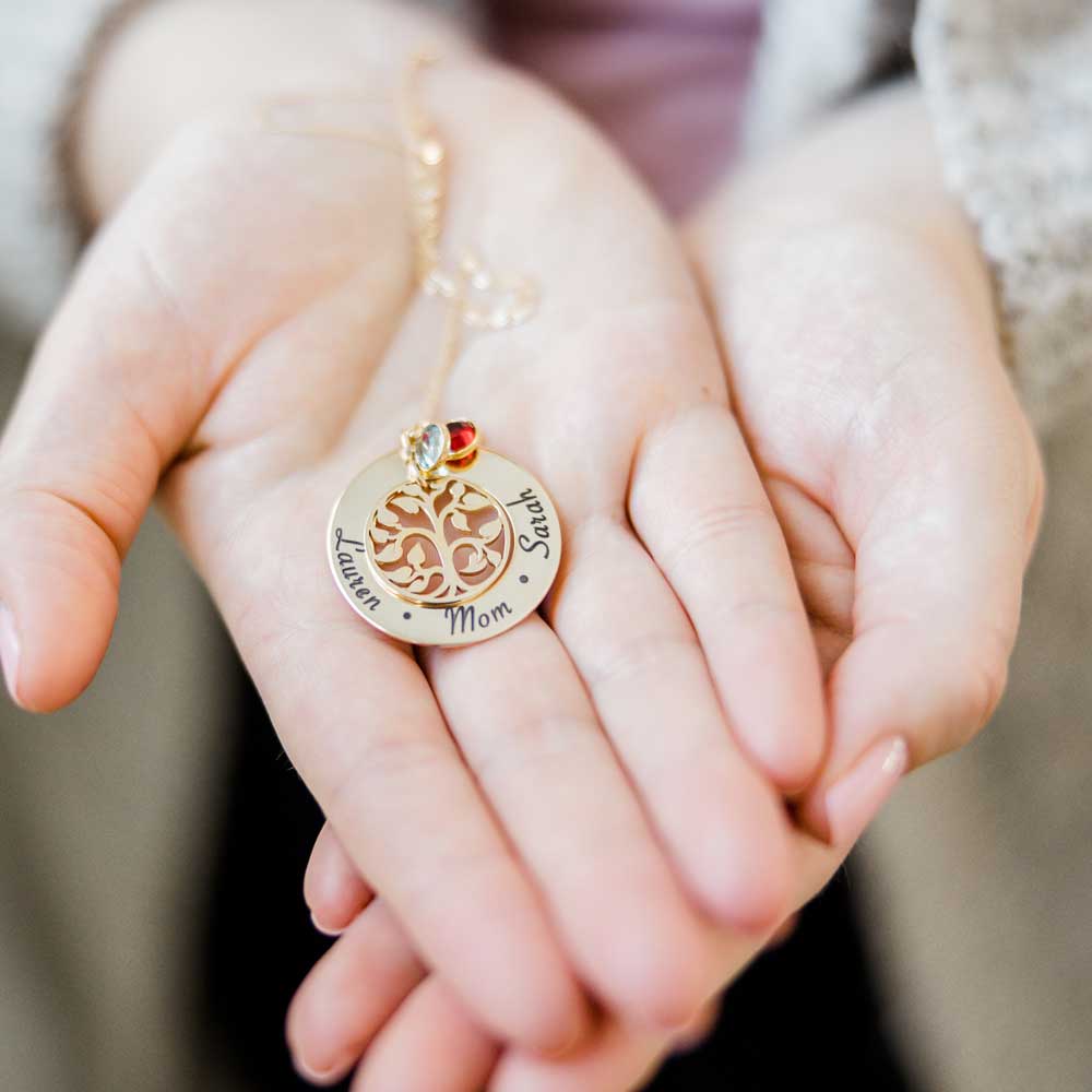 Family Tree of Life Birthstone Necklace - Gold Filled - Love It Personalized