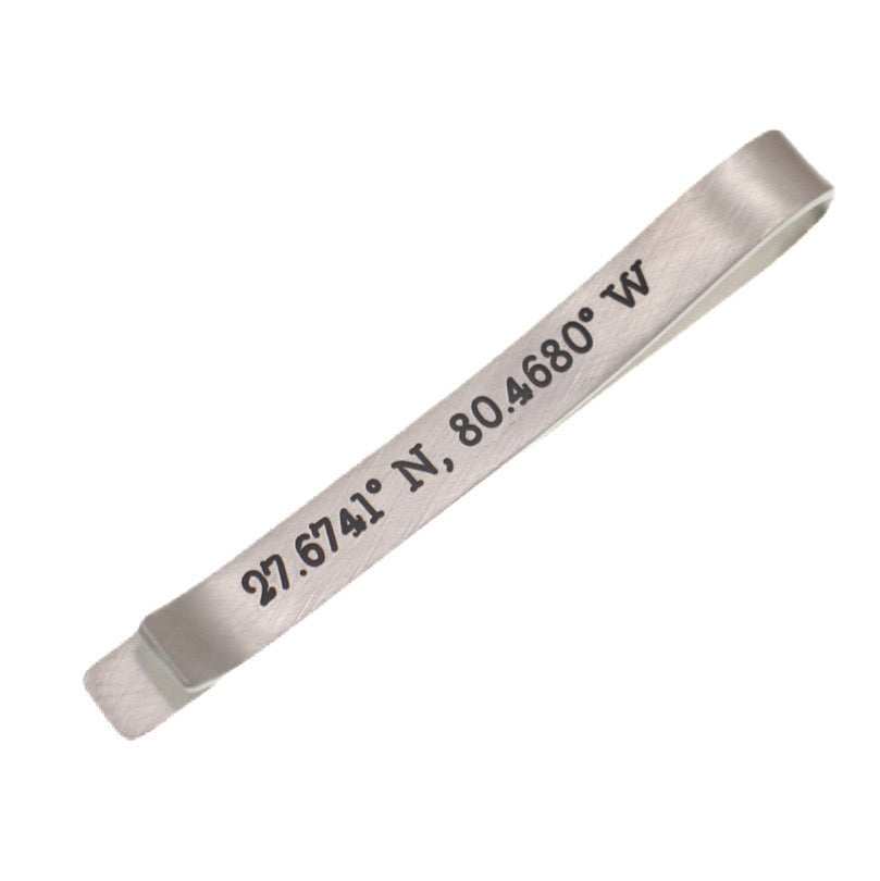 GPS Coordinates Tie Bar .925 Silver - Love It Personalized