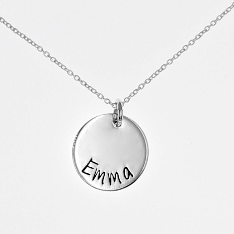 Sterling Silver Round Disc Necklace - 5/8&quot; - Love It Personalized