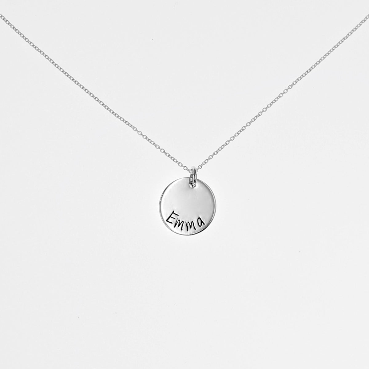 Sterling Silver Round Disc Necklace - 5/8&quot; - Love It Personalized