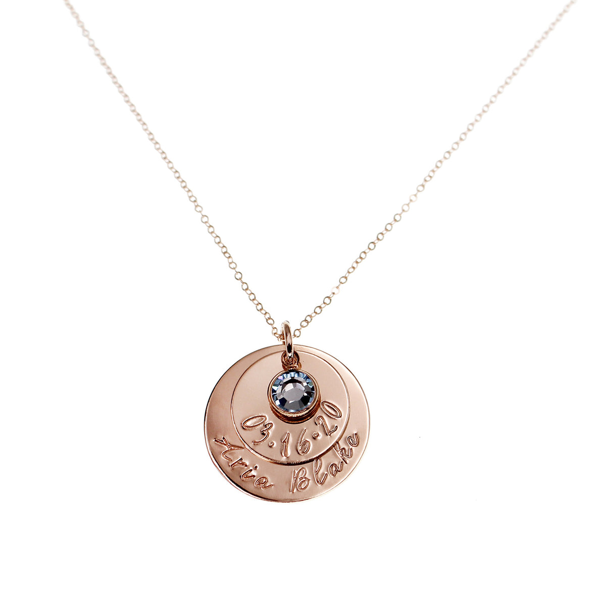 Rose Gold Date and Name Birthstone Necklace - Love It Personalized