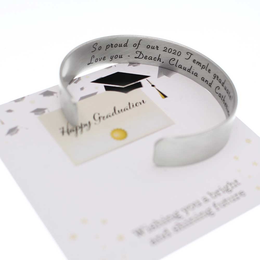 Graduation Cuff Bracelet - Sterling Silver - Love It Personalized