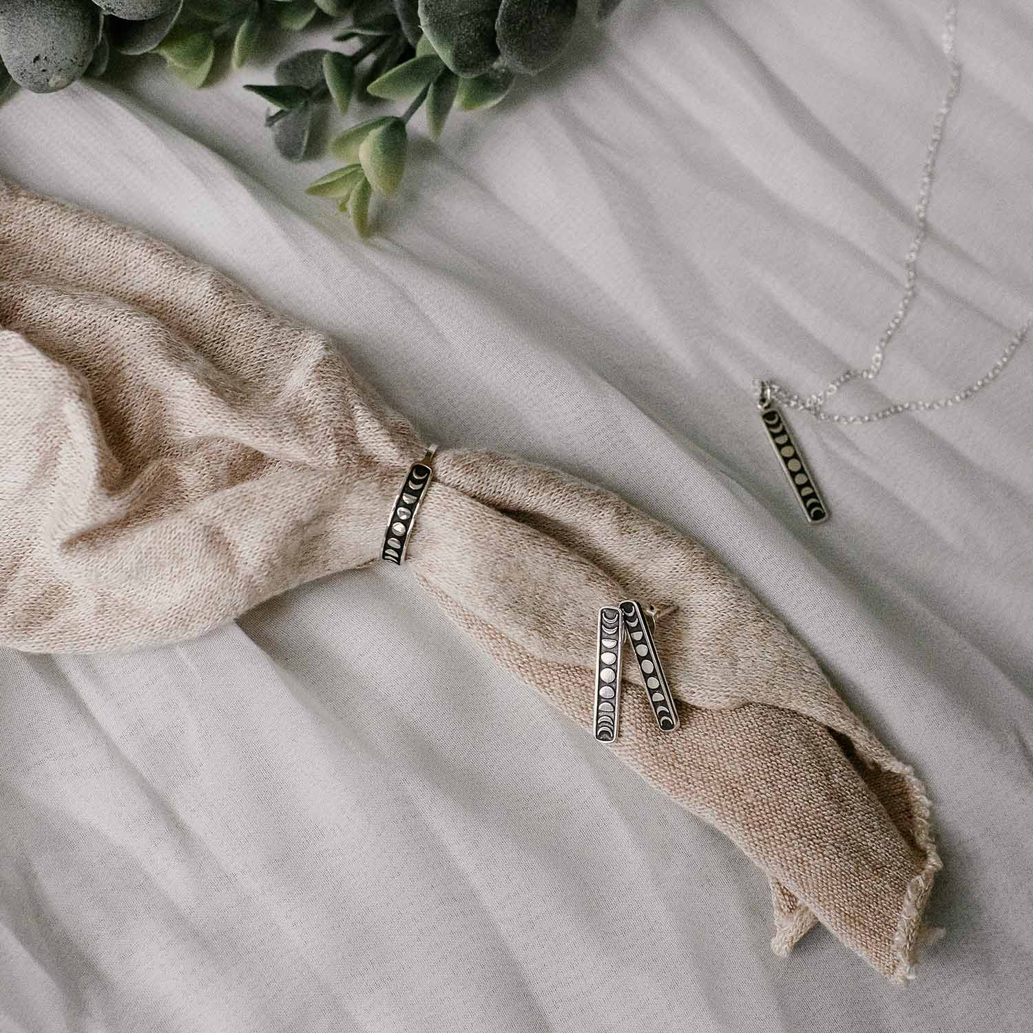 Moon Phases Vertical Pendant Necklace - Love It Personalized