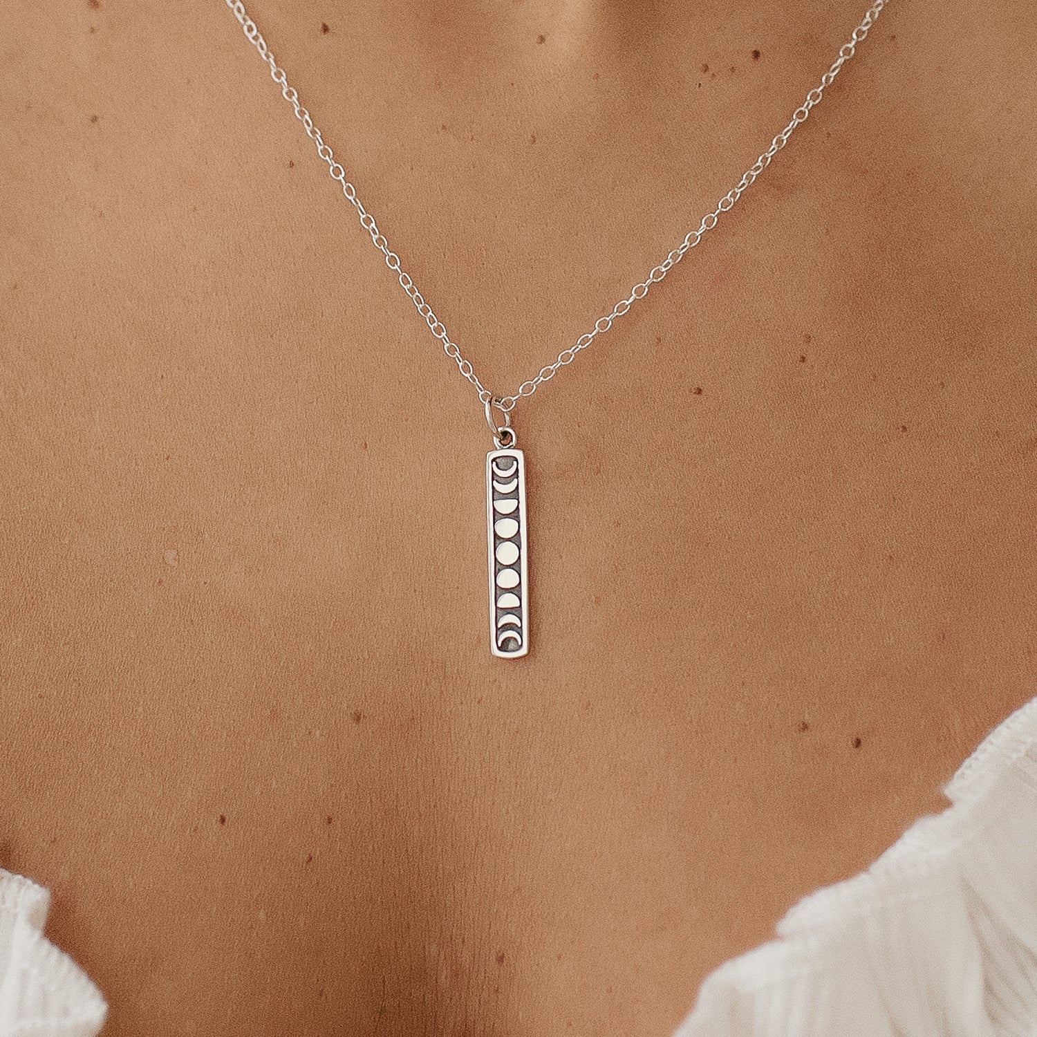 Moon Phases Vertical Pendant Necklace - Love It Personalized