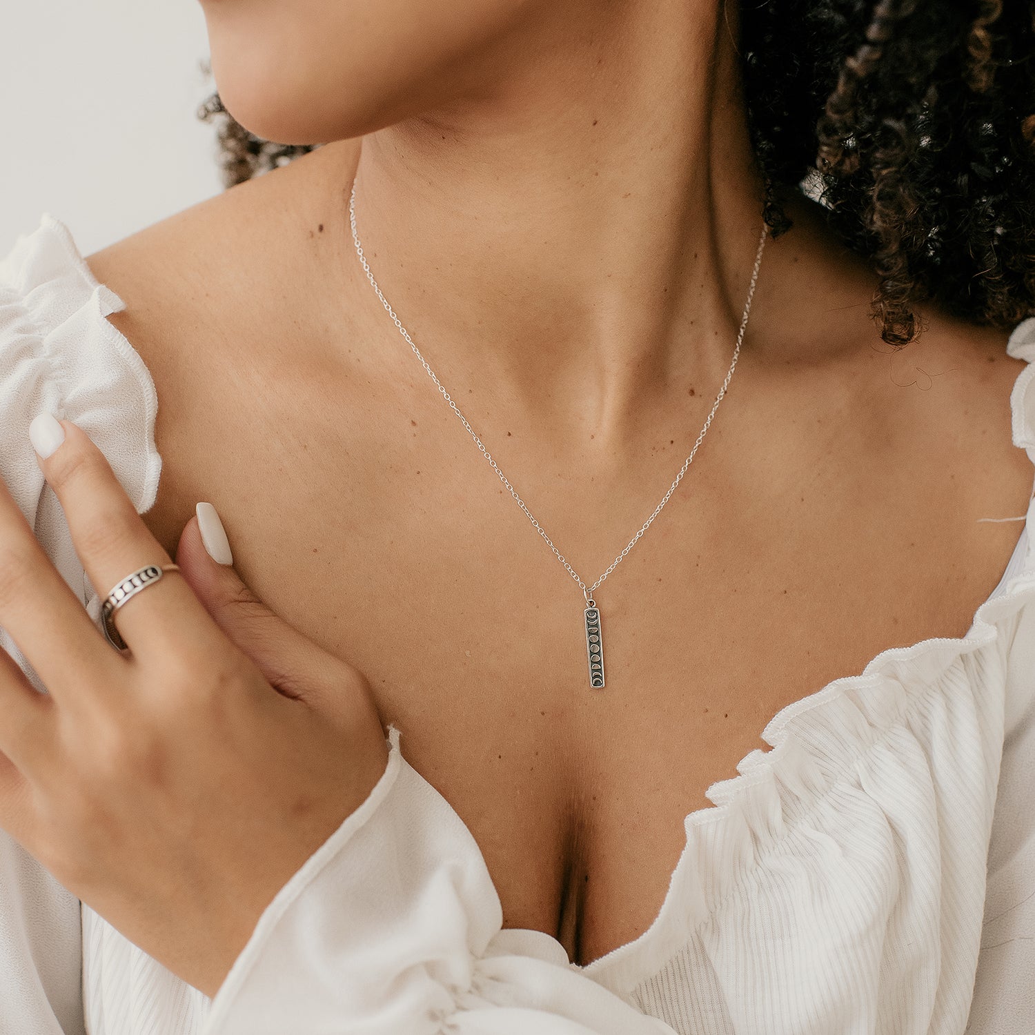 Moon Phases Vertical Pendant Necklace - Love It Personalized