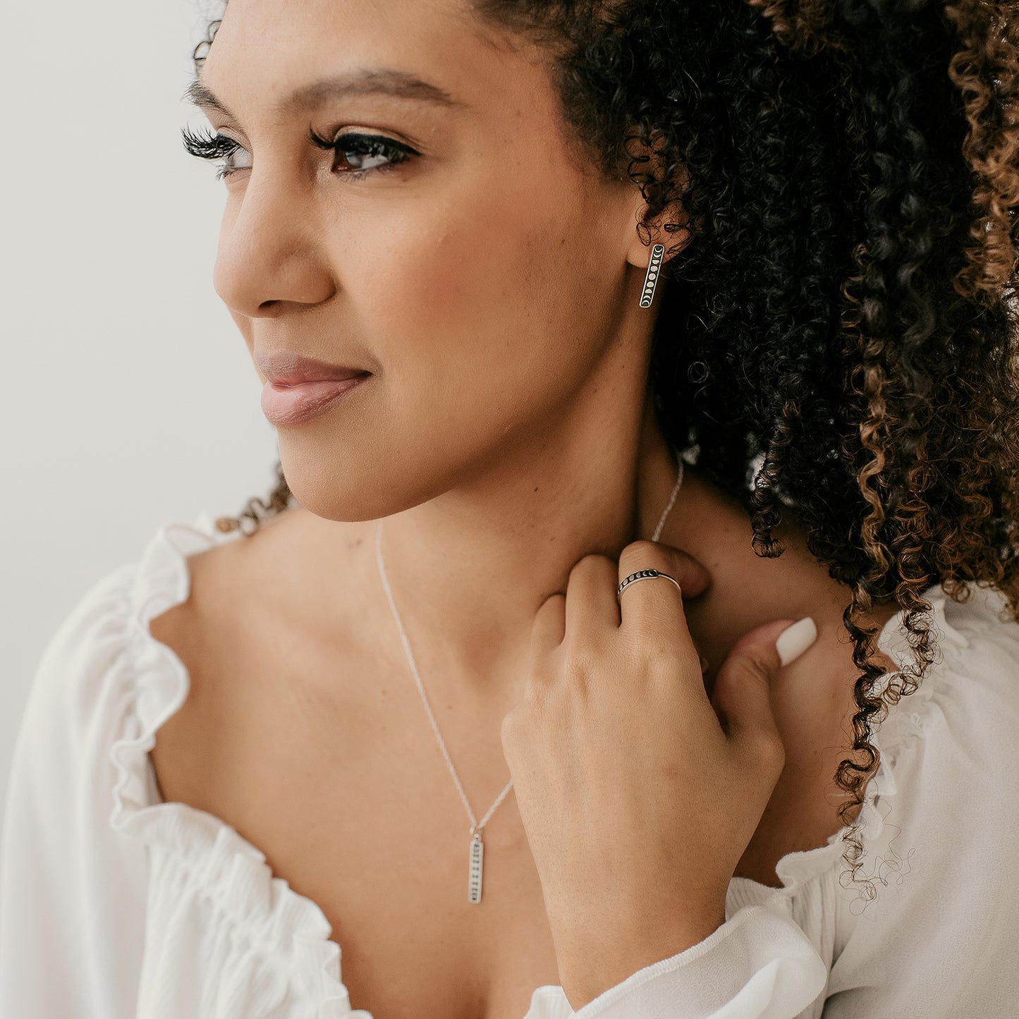 Moon Phases Vertical Pendant Necklace - Love It Personalized