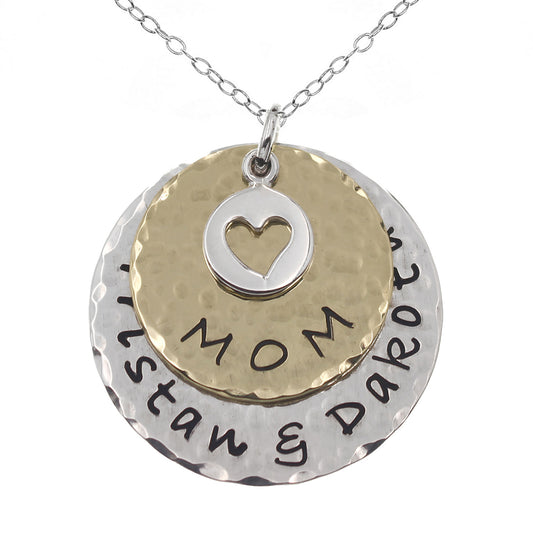 Rustic Silver and Gold Mother's Necklace - Love It Personalized