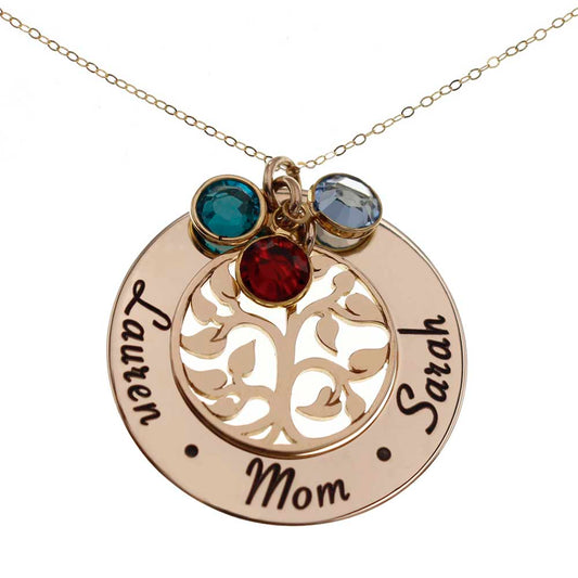 Family Tree of Life Birthstone Necklace - Gold Filled - Love It Personalized