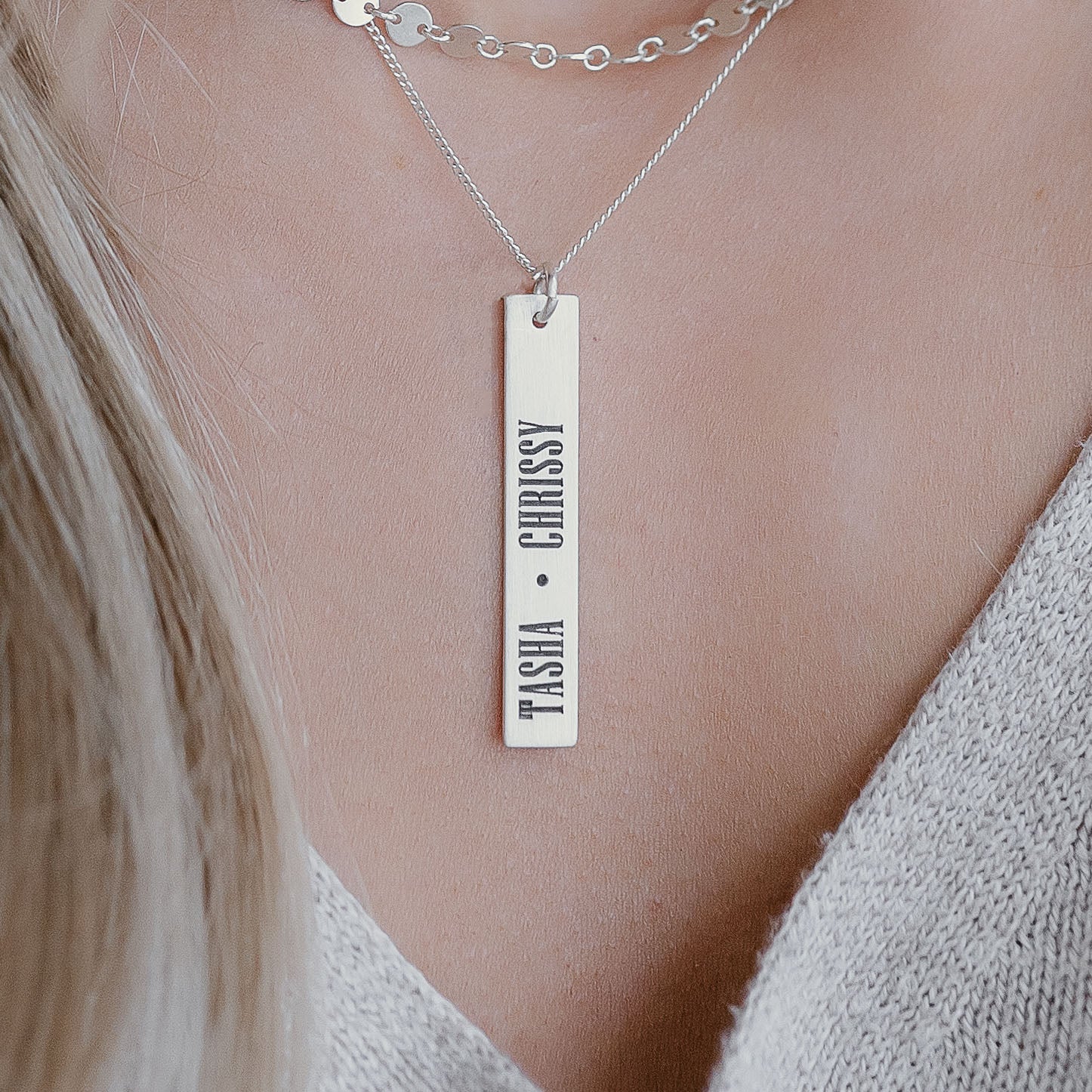 Sterling Silver Bar Necklace, Custom Engraved Necklace, Silver Nameplate Bar,  Name Wedding Date Roman Numerals Necklace Coordinates, 30x5 - Etsy