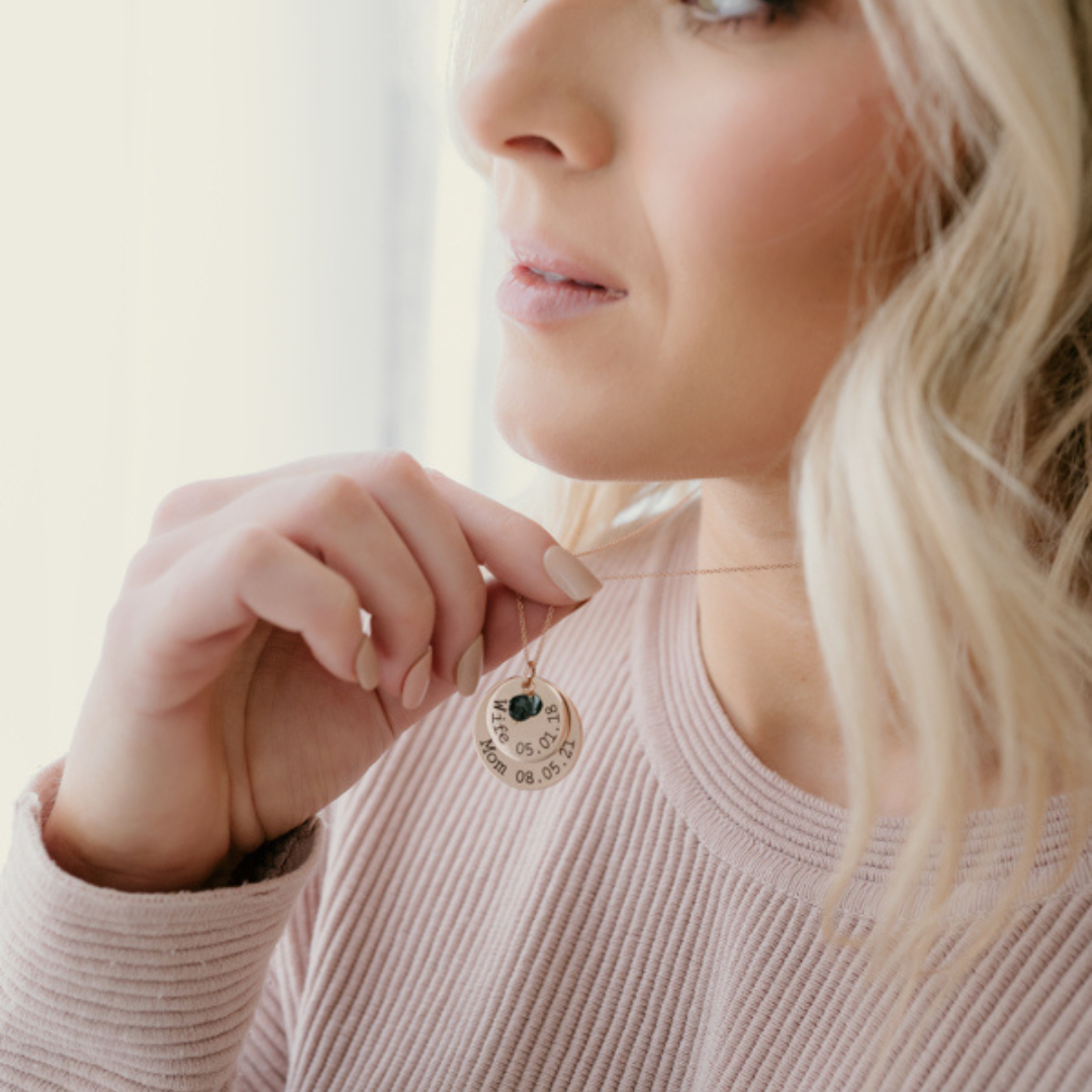 Rose Gold Personalized Necklace with Birthstone - Love It Personalized