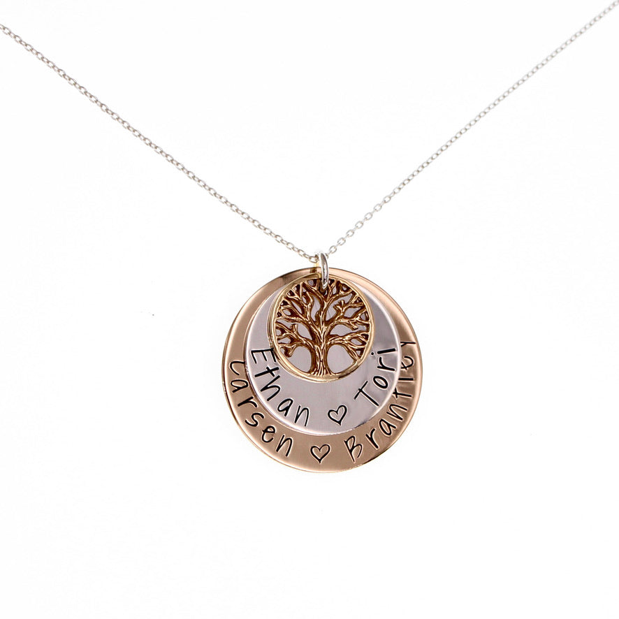 Personalized Bronze Family Necklace with Tree Charm - Love It Personalized