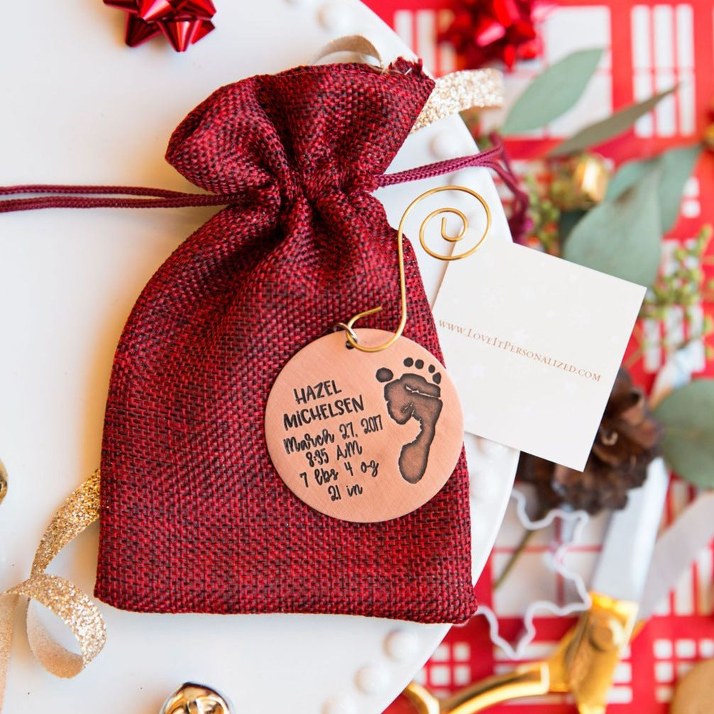 Baby's First Christmas Engraved Footprint Ornament - Love It Personalized