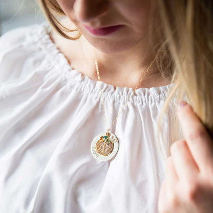 Tree of Life Mixed Metal Birthstone Necklace - Love It Personalized