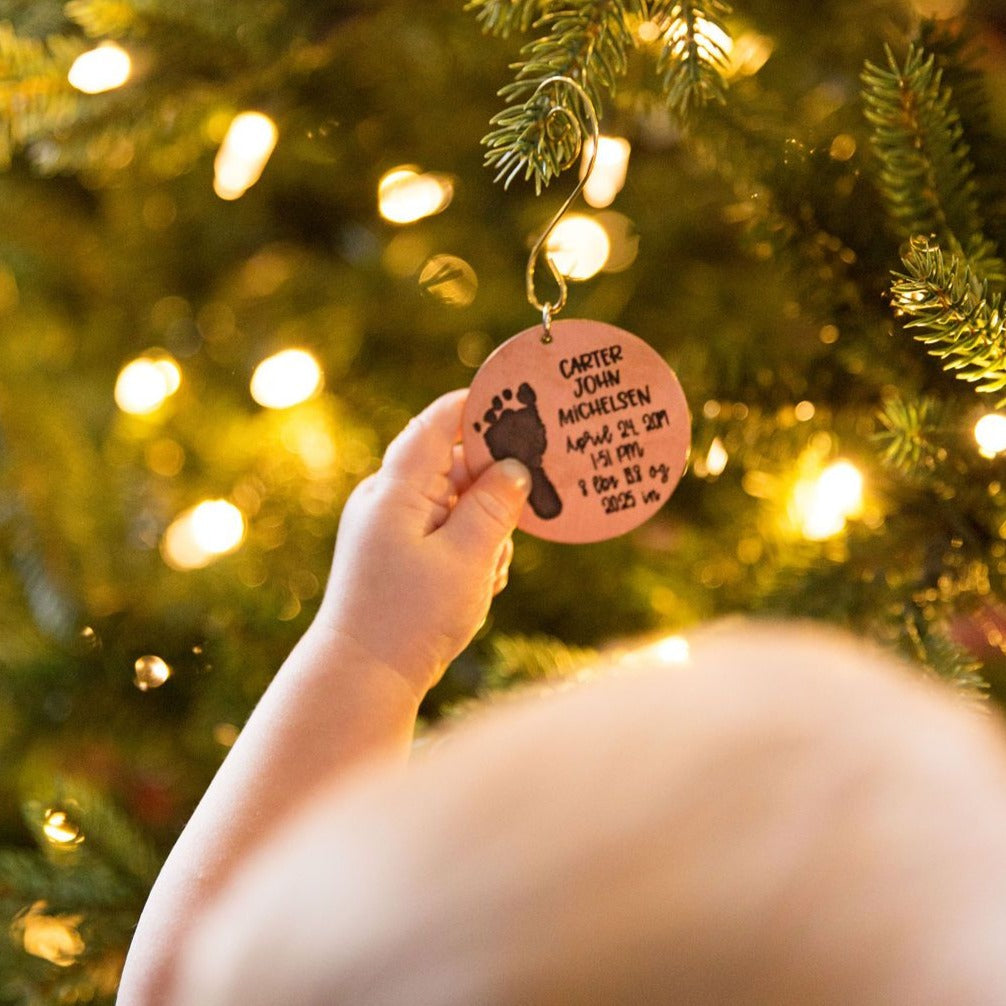 Baby&#39;s First Christmas Engraved Footprint Ornament - Love It Personalized