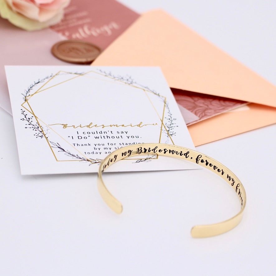 Bridesmaid Cuff Bracelet - Brass 1/4" - Love It Personalized