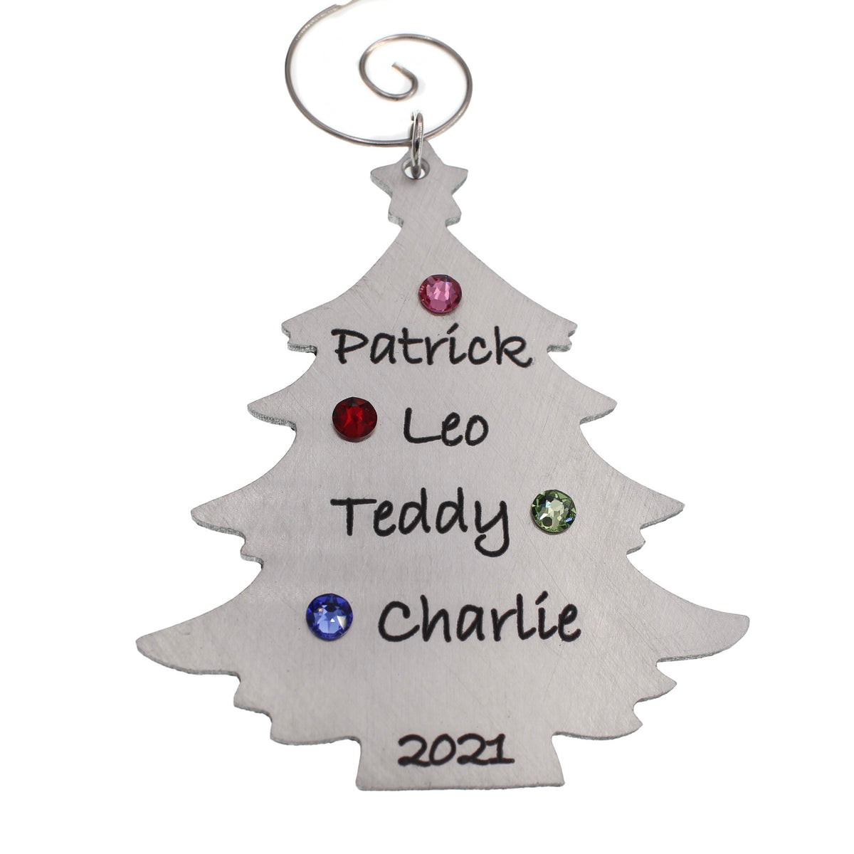 Family Birthstone Christmas Tree Ornament Star Top - Medium - Love It Personalized