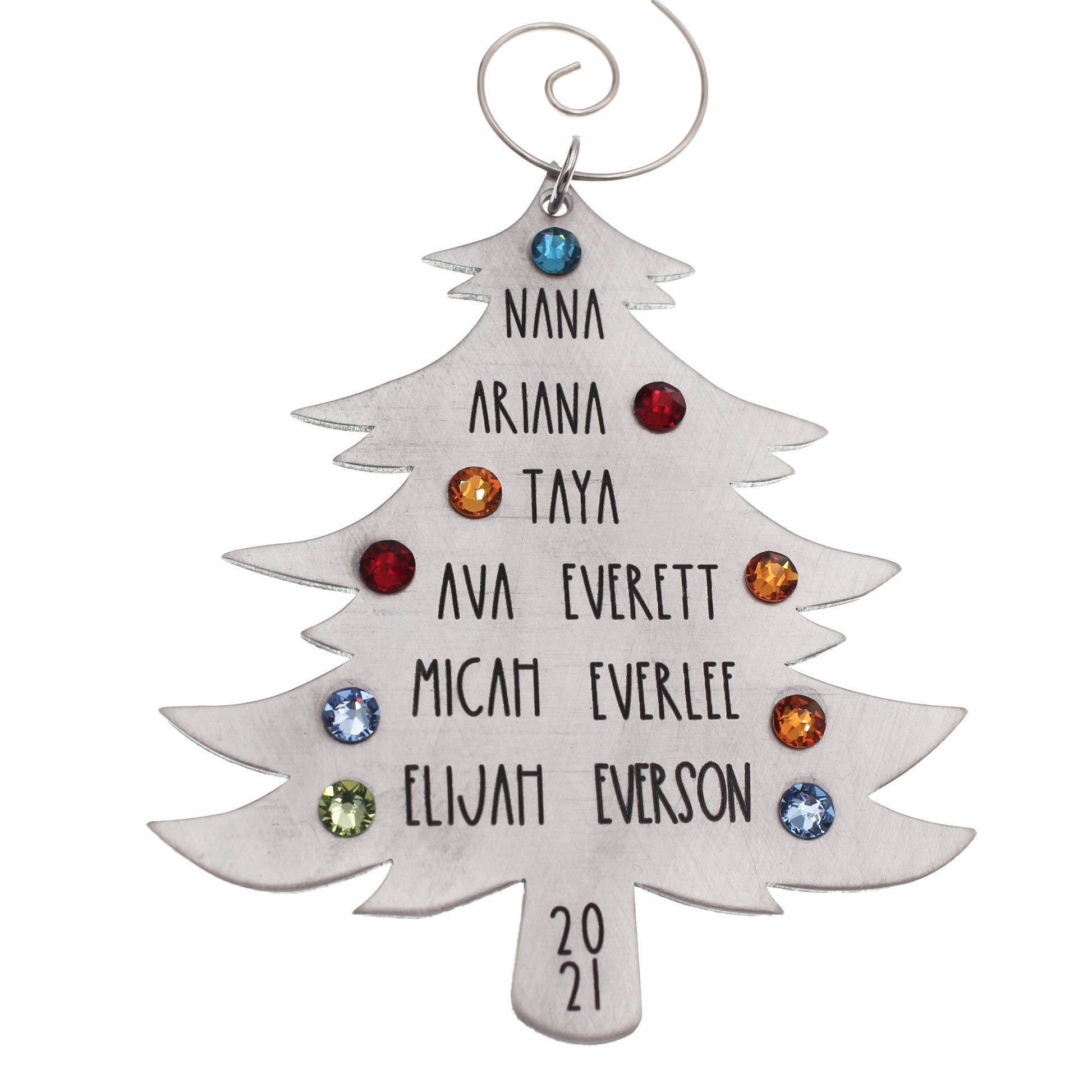 Family Birthstone Christmas Tree Ornament - Love It Personalized