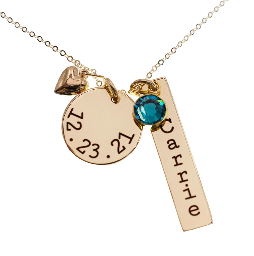 Disc & Tag Personalized Necklace - Gold Filled - Love It Personalized
