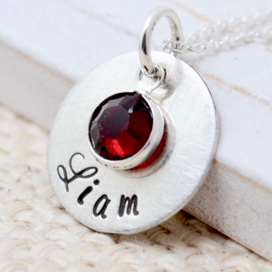 Simple Birthstone Necklace - 5/8" - Love It Personalized