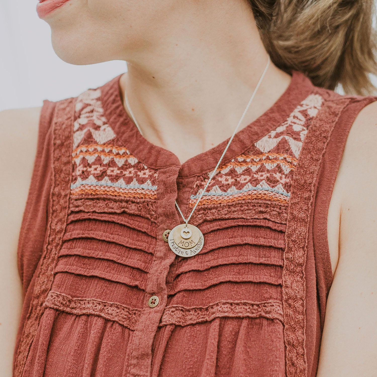Rustic Silver and Gold Mother's Necklace - Love It Personalized