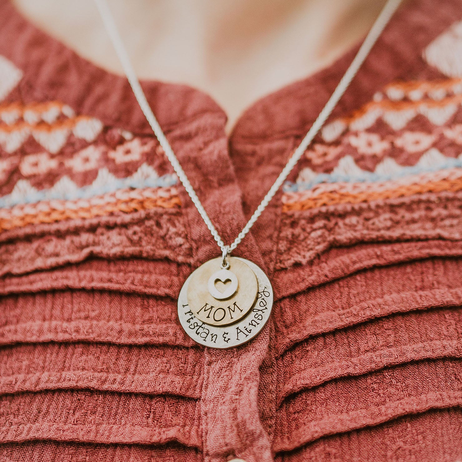 Rustic Silver and Gold Mother's Necklace - Love It Personalized