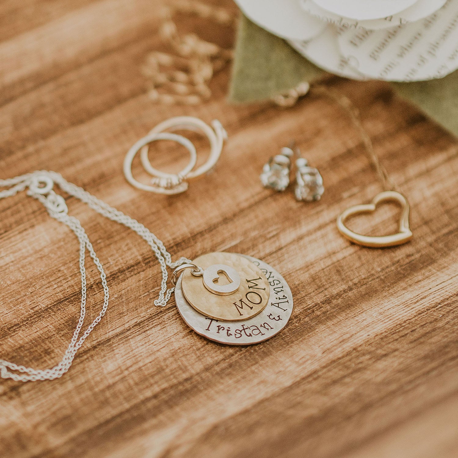 Rustic Silver and Gold Mother's Necklace - Love It Personalized