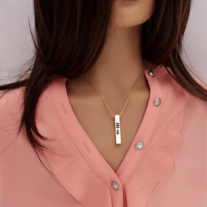 Sound Wave Vertical Bar Necklace - Brass - Love It Personalized